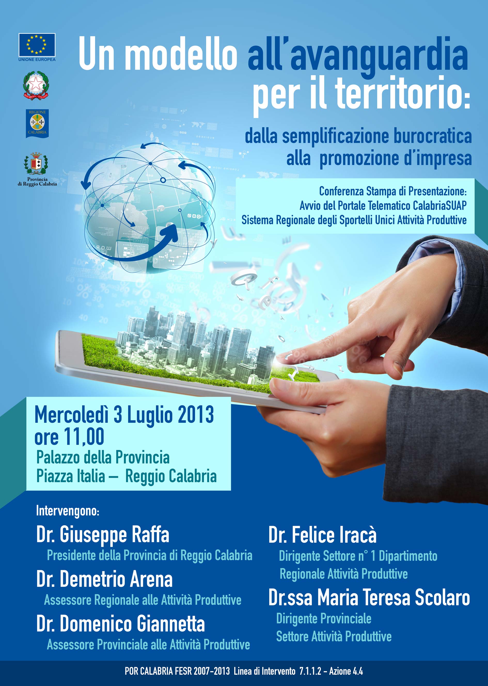  Conferenza stampa di presentazione dell'avvio al Portale Telematico Calabria SUAP.